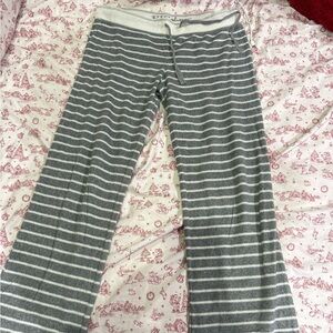 PJ Salvage Gray and White Striped Wide Leg Pants
